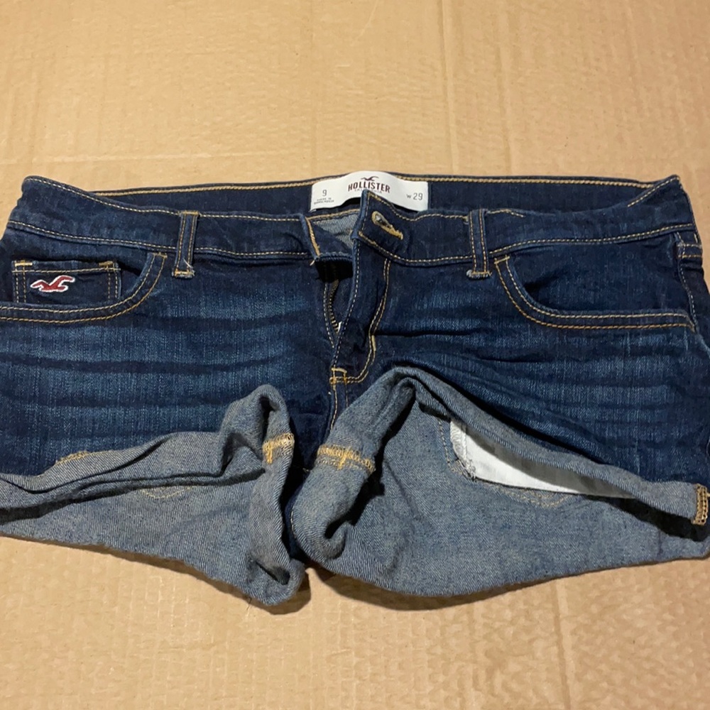 Hollister dark wash low rise denim shorts